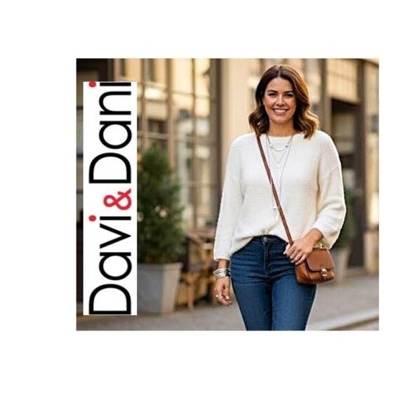 DAVI & DANI, Ivory fluffy cozy sweater - Picture 1 of 10